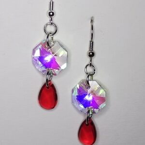Beautiful multicolored and red heart charm earrings